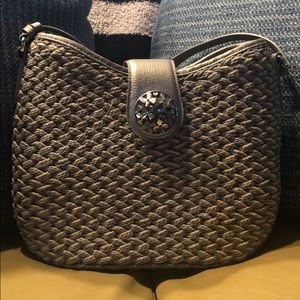 Brighton straw & leather handbag. Used once. EUC.